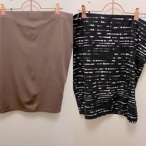 2 for 1: Forever 21 knit pencil skirts 2xl in black whit pattern and taupe